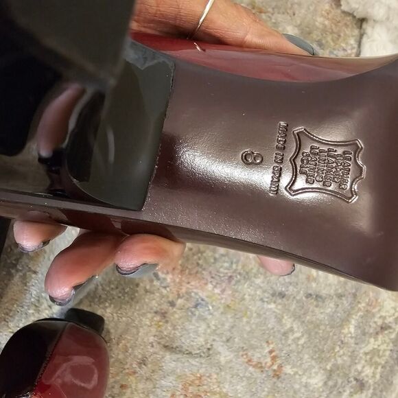 NWOT Luzia Mirnar Women's Red Patent Leather Square Toe Pumps Size - Picture 5 of 10